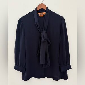 Tory Burch Black Blouse with Bow Detail